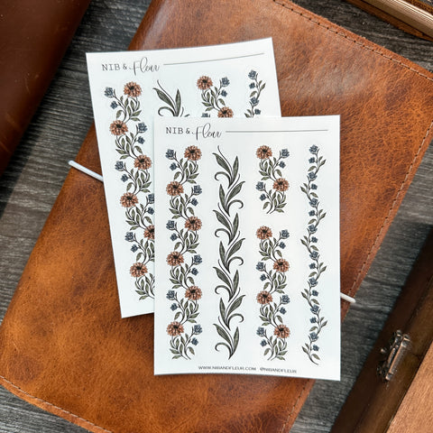Zinnia Borders in COLOR Sticker Sheet | Sketch Collection