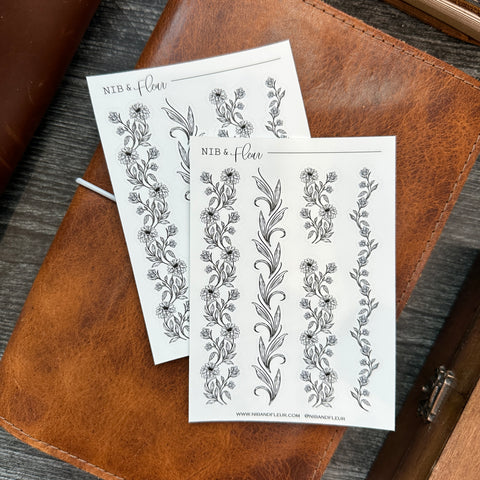 Zinnia Borders Sticker Sheet | Sketch Collection