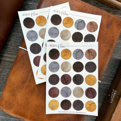 Autumn Large Circles Sticker Sheet | Watercolor & Ink Collection