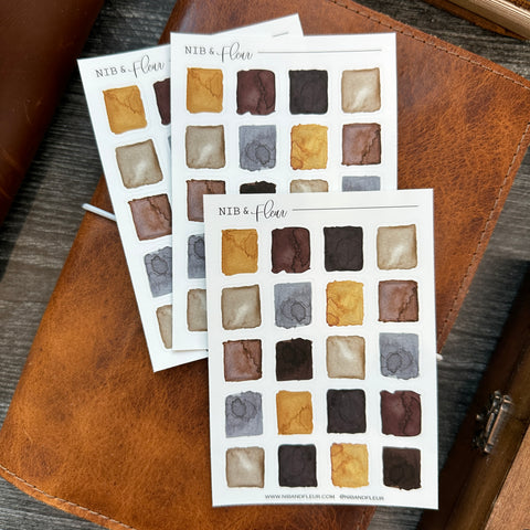 Autumn Small Swatches Sticker Sheet | Watercolor & Ink Collection