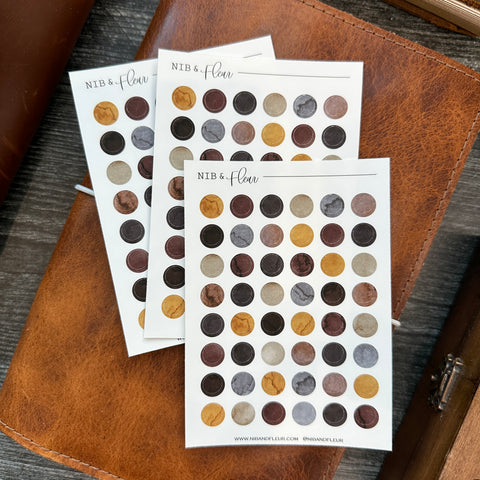 Autumn Small Circles Sticker Sheet | Watercolor & Ink Collection