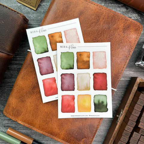 Falling Leaves Large Swatches Sticker Sheet | Watercolor & Ink Collection