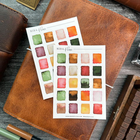 Falling Leaves Small Swatches Sticker Sheet | Watercolor & Ink Collection