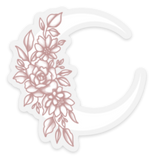 Pink/White Floral Moon Clear Vinyl Sticker, 3x2.8 in.