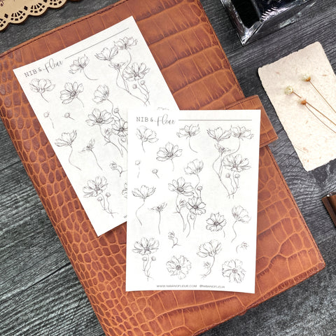 Cosmos Inked Sticker Sheet | Cosmos Blooms Collection