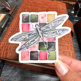 Rose Dragonfly Vinyl Sticker, 3x2.5 in.