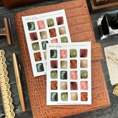 Earth Small Swatches Sticker Sheet | Watercolor & Ink Collection