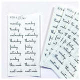 Simple Script Days of the Week Sticker Sheet