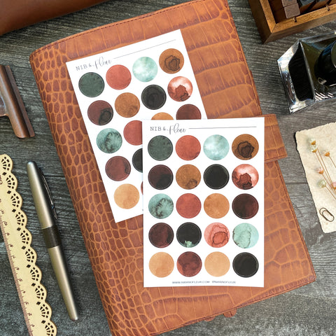 Woodlands Large Circles Sticker Sheet | Watercolor & Ink Collection